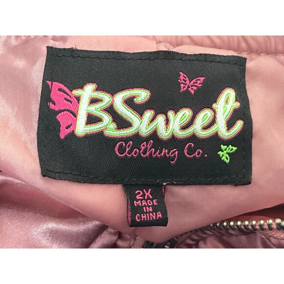 VTG Y2K Pink Quilted Satin Varsity Jacket 2X Embroidered Floral Mean Girls Boho - Picture 9 of 9